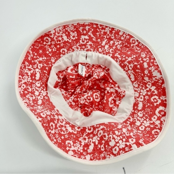 Coolibar White Red Floral Reversible Cottagecore UV Protection Bucket Sun Hat OS - Picture 4 of 6